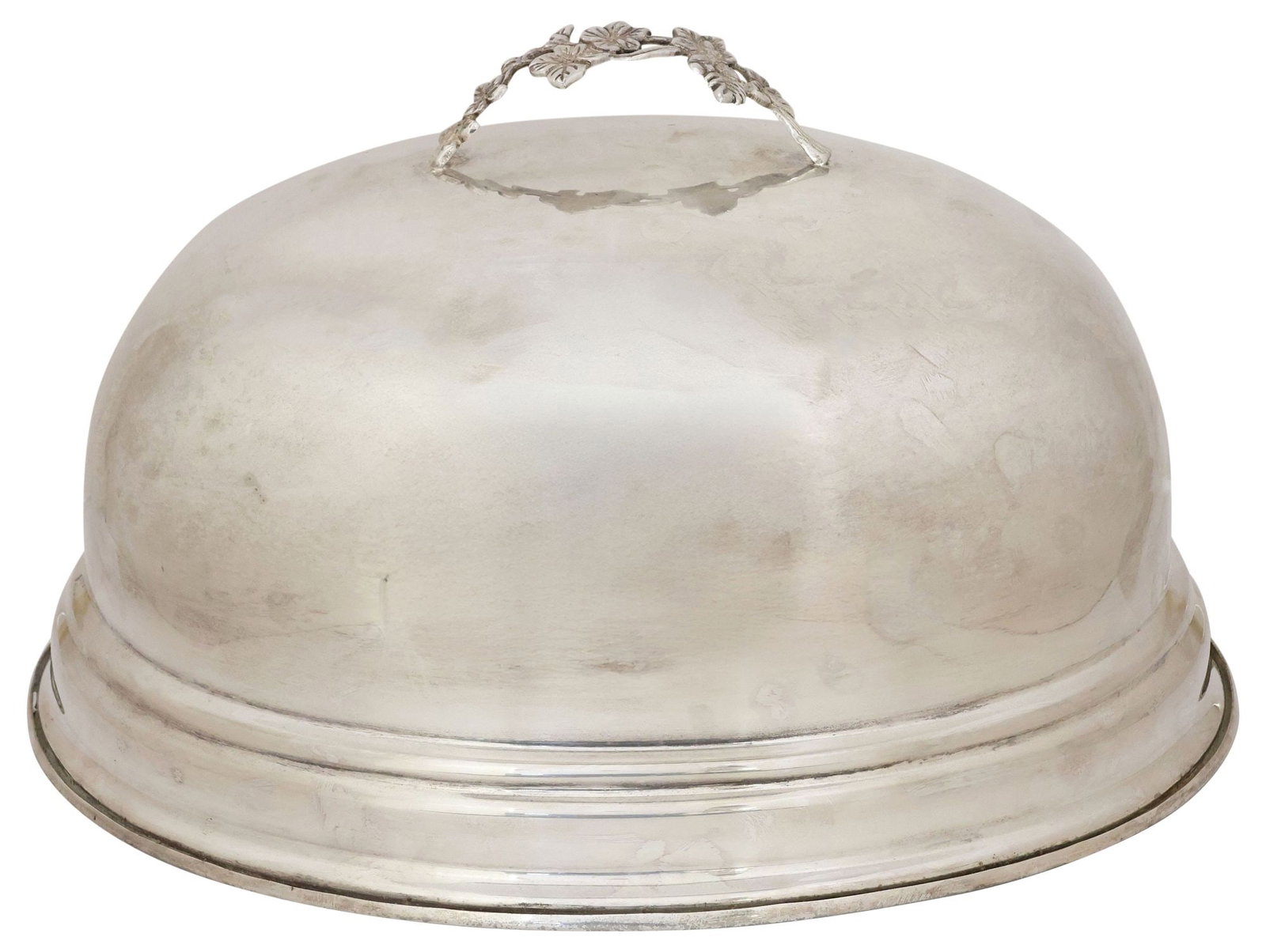 LARGE SILVERPLATE MEAT DOME WITH BRANCH-FORM HANDLE (1 of 5)