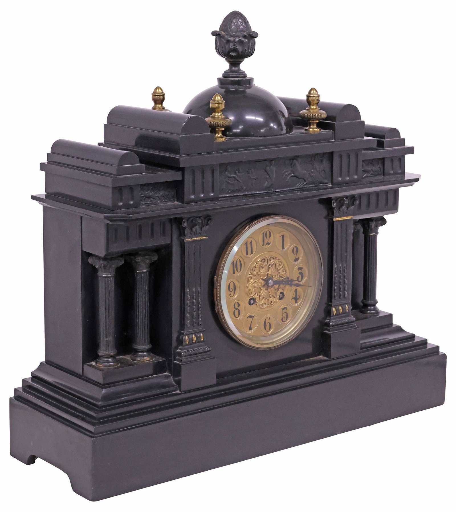 FRENCH NEOCLASSICAL STYLE ARCHITECTURAL SLATE MANTEL CLOCK (1 of 6)