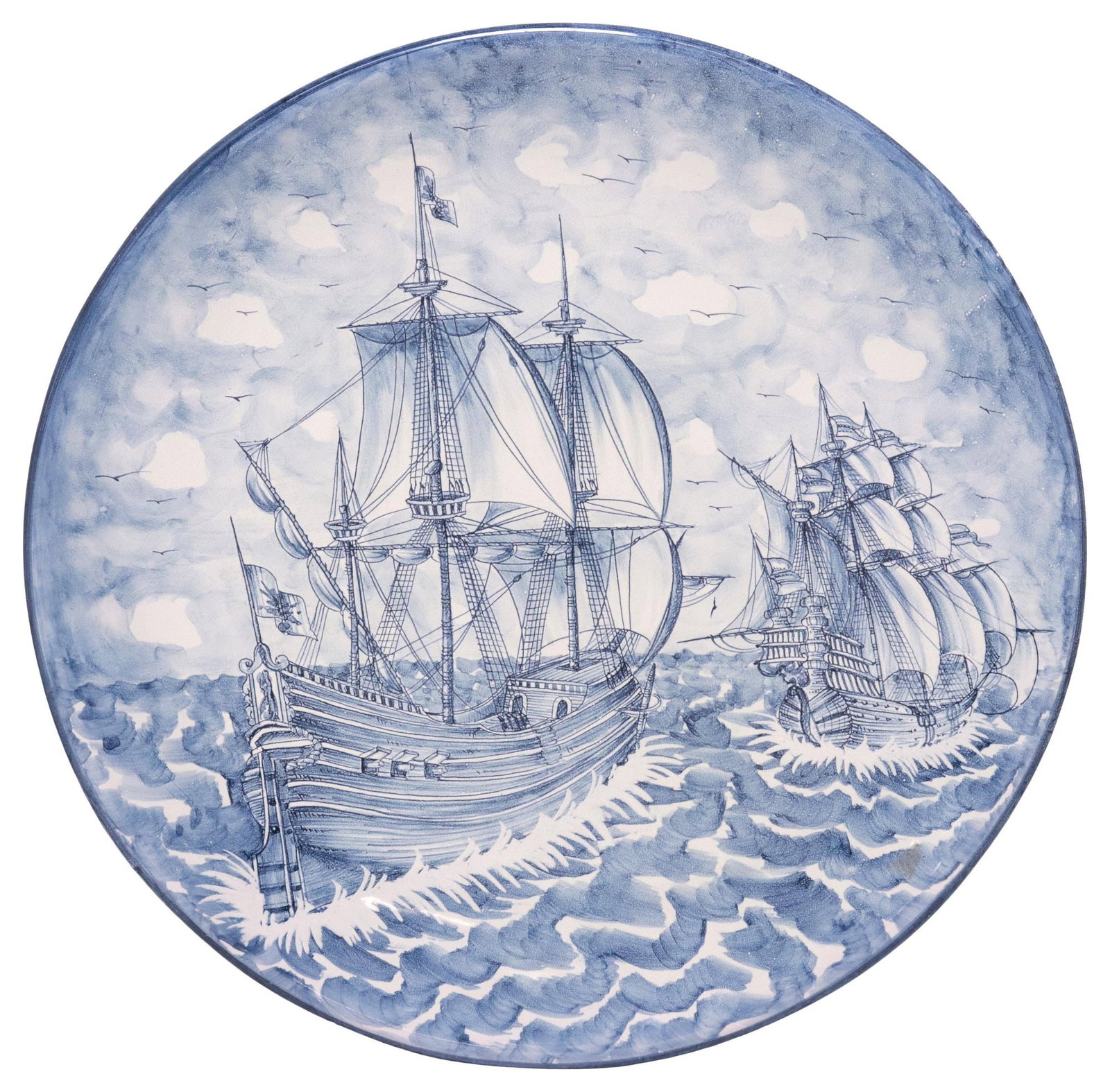 ITALIAN SAN GIORGIO ALBISOLA BLUE & WHITE MAJOLICA CHARGER (1 of 2)