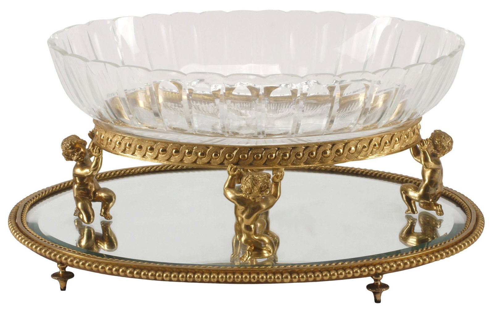 LOUIS XV STYLE ORMOLU & BACCARAT CRYSTAL CHERUB CENTERPIECE BOWL (1 of 7)