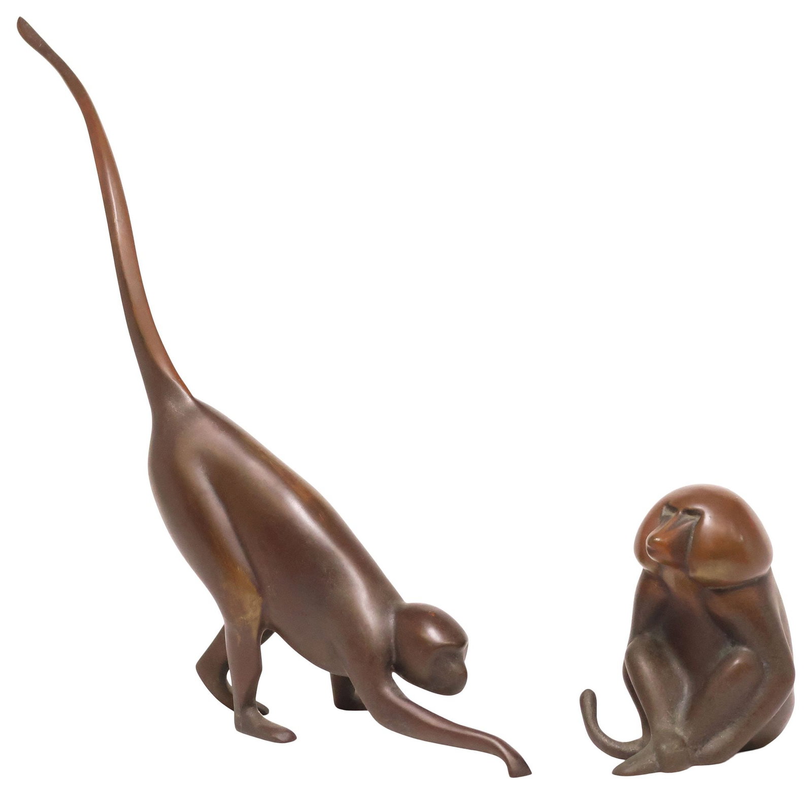 (2) LOET VANDERVEEN (DUTCH, 1921-2015) PATINATED BRONZE MONKEYS (1 of 7)