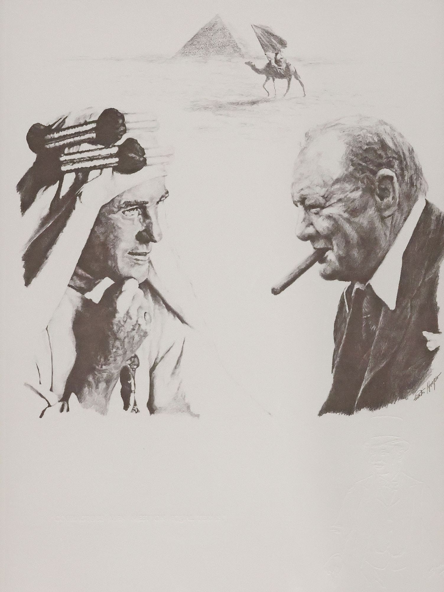 SARAH CHURCHILL (D.1982) & CURTIS HOOPER (D.2000) LITHOGRAPH, 'COURAGEOUS MEN' (1 of 8)