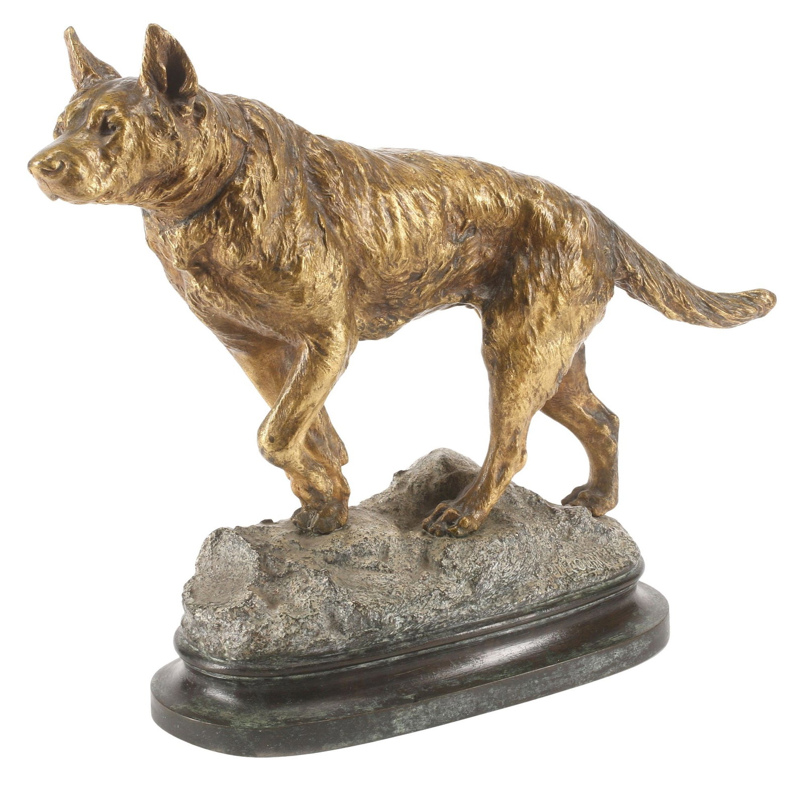 AFTER PROSPER LECOURTIER (FRENCH, D.1924) BRONZE DOG SCULPTURE (1 of 6)