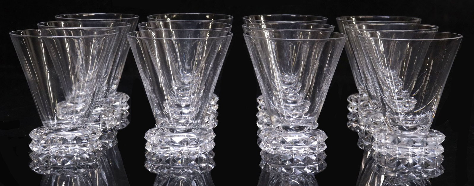 (12) FRENCH ST. LOUIS 'DIAMANT' CRYSTAL CLARET WINE GLASSES (1 of 3)