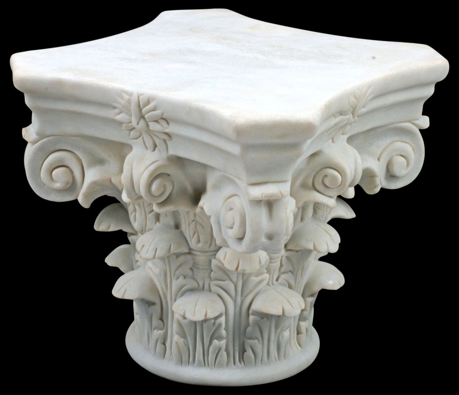 CARVED WHITE MARBLE ARCHITECTURAL CORINTHIAN CAPITAL (1 of 5)