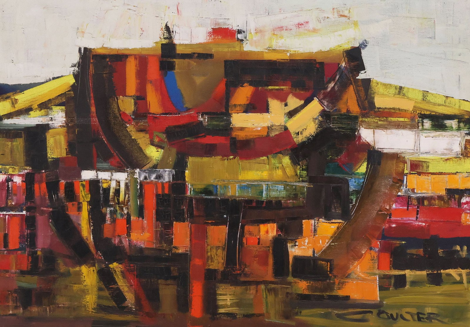 JOE COULTER (TEXAS, 1934-2011) PAINTING, ABSTRACT COMPOSITION, 32" X 45" (1 of 4)