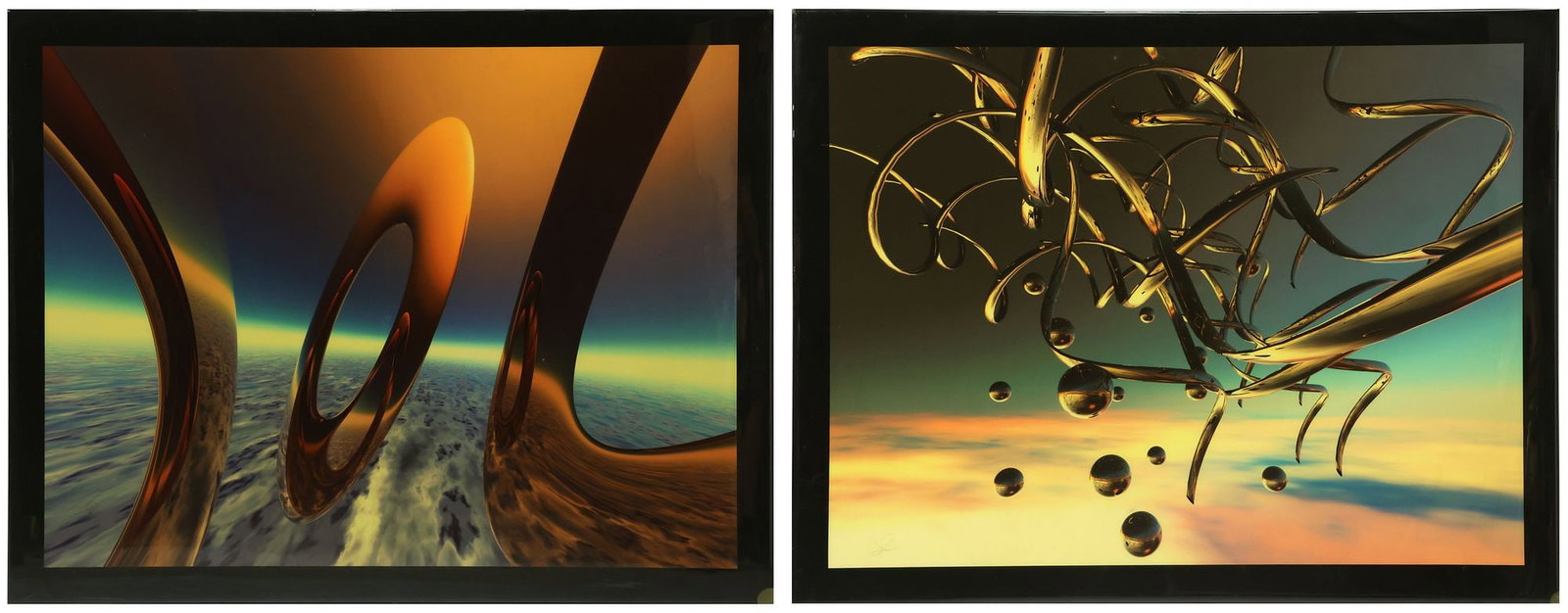 (2) FRAMED ACRYLIC ABSTRACT PAINTING, 34" X 44" (1 of 4)