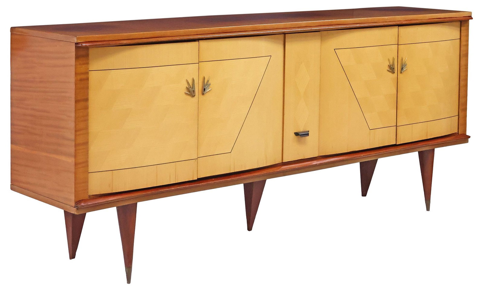 FRENCH MID-CENTURY MODERN INLAID MAHOGANY & MAPLE SIDEBOARD (1 of 7)