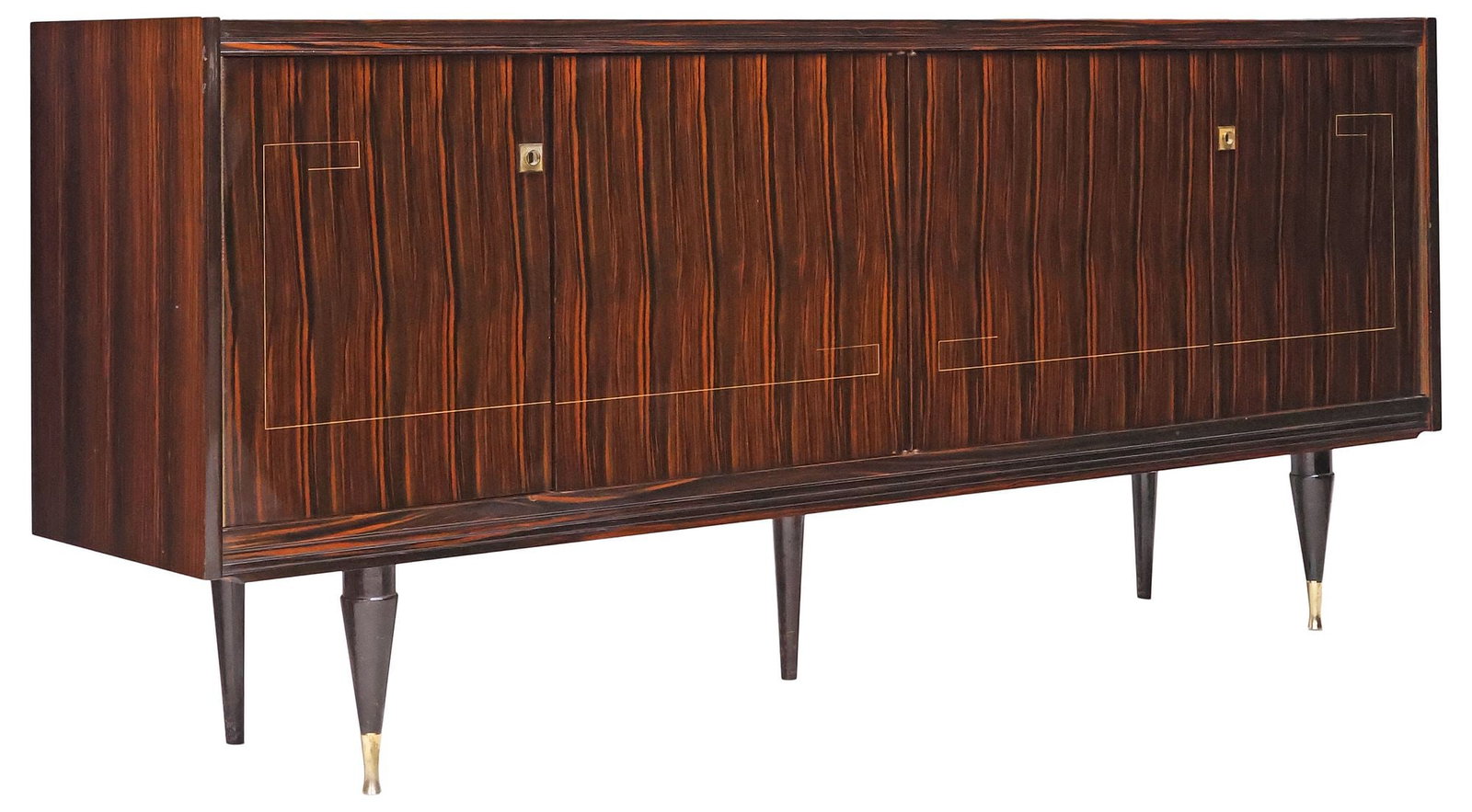 FRENCH MID-CENTURY MODERN LACQUERED & INLAID EXOTIC VENEER SIDEBOARD (1 of 6)
