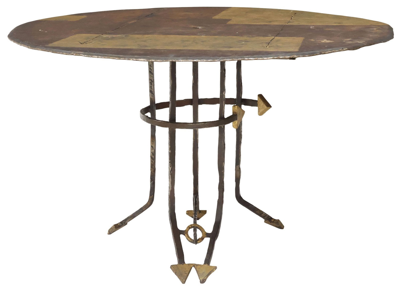 JEAN-JACQUES ARGUEYROLLES (B.1954, ATTRIB.) BRUTALIST WROUGHT IRON PATIO TABLE (1 of 5)