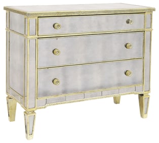 Z GALLERIE (ATTRIB.) 'BORGHESE' MIRRORED GLASS- CLAD CHEST OF DRAWERS