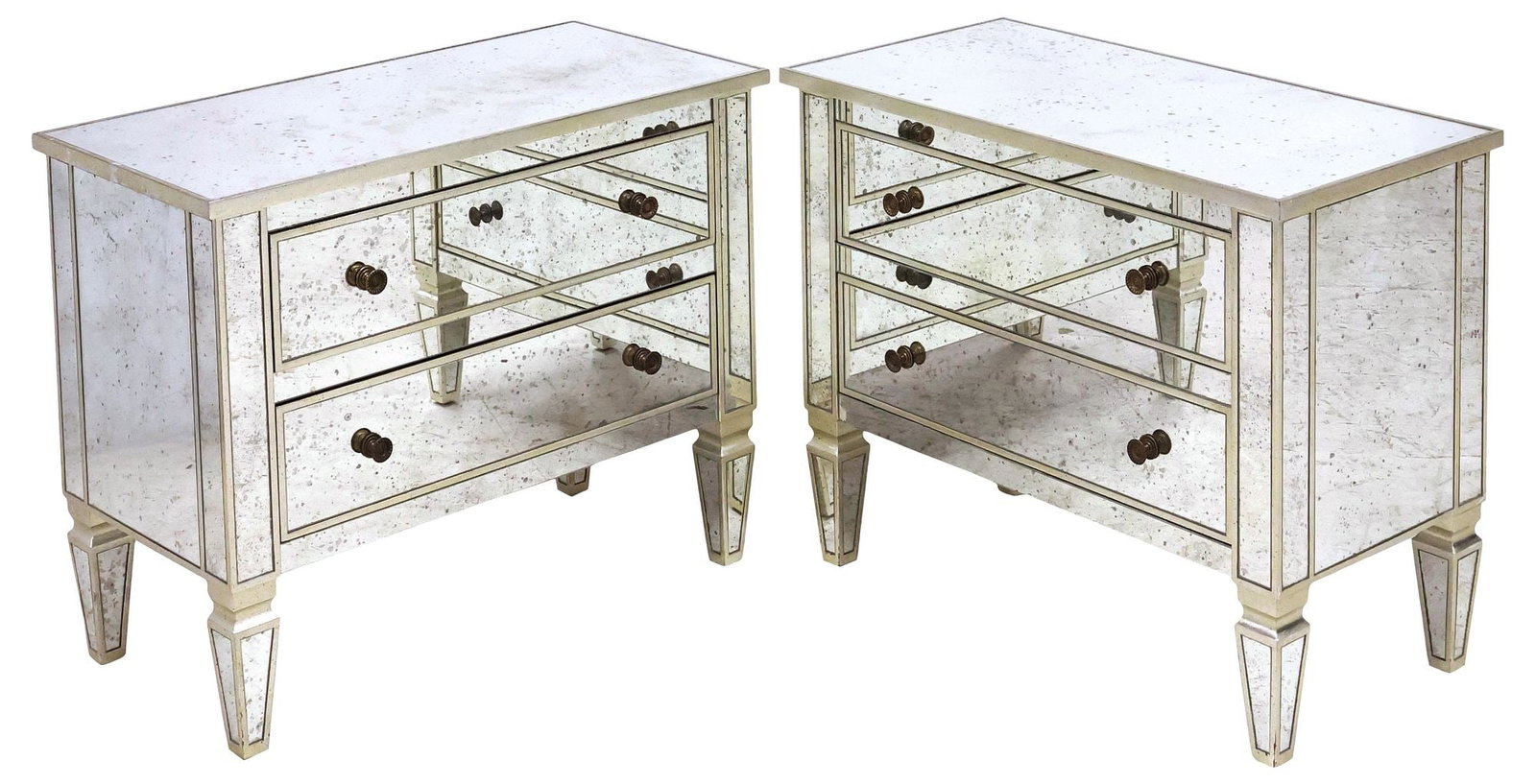(2) CONTEMPORARY EGLOMISE MIRRORED & SILVER-GILT CHEST OF DRAWERS (1 of 5)