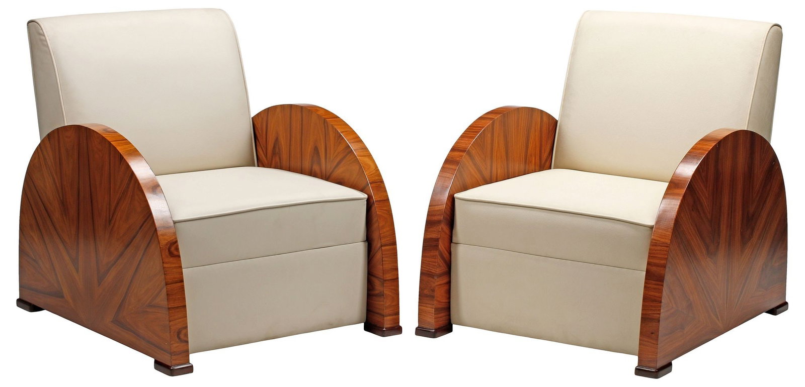 (2) ART DECO STYLE UPHOLSTERED CLUB CHAIRS: (pair) Art Deco style armchairs, possibly Casa Padrino, having highly figured sculptural supports, approx 33"h, 28.5"w, 35"d, seat height: approx 16"h
