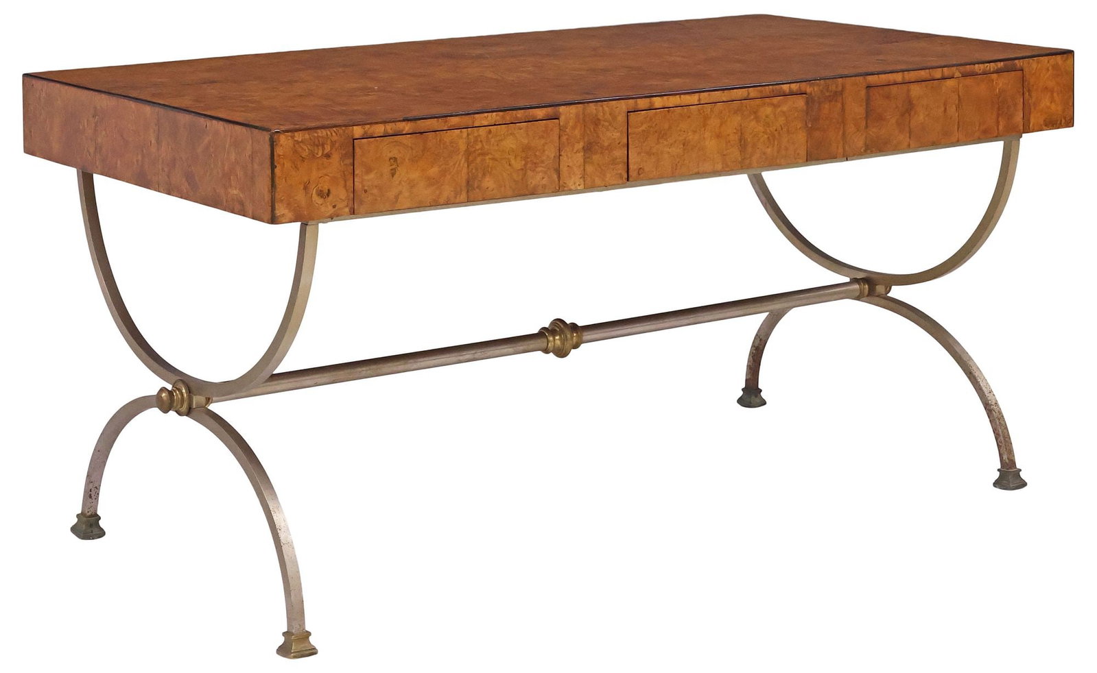 MAISON JANSEN STYLE PARCEL-EBONIZED BURLWOOD WRITING DESK (1 of 5)