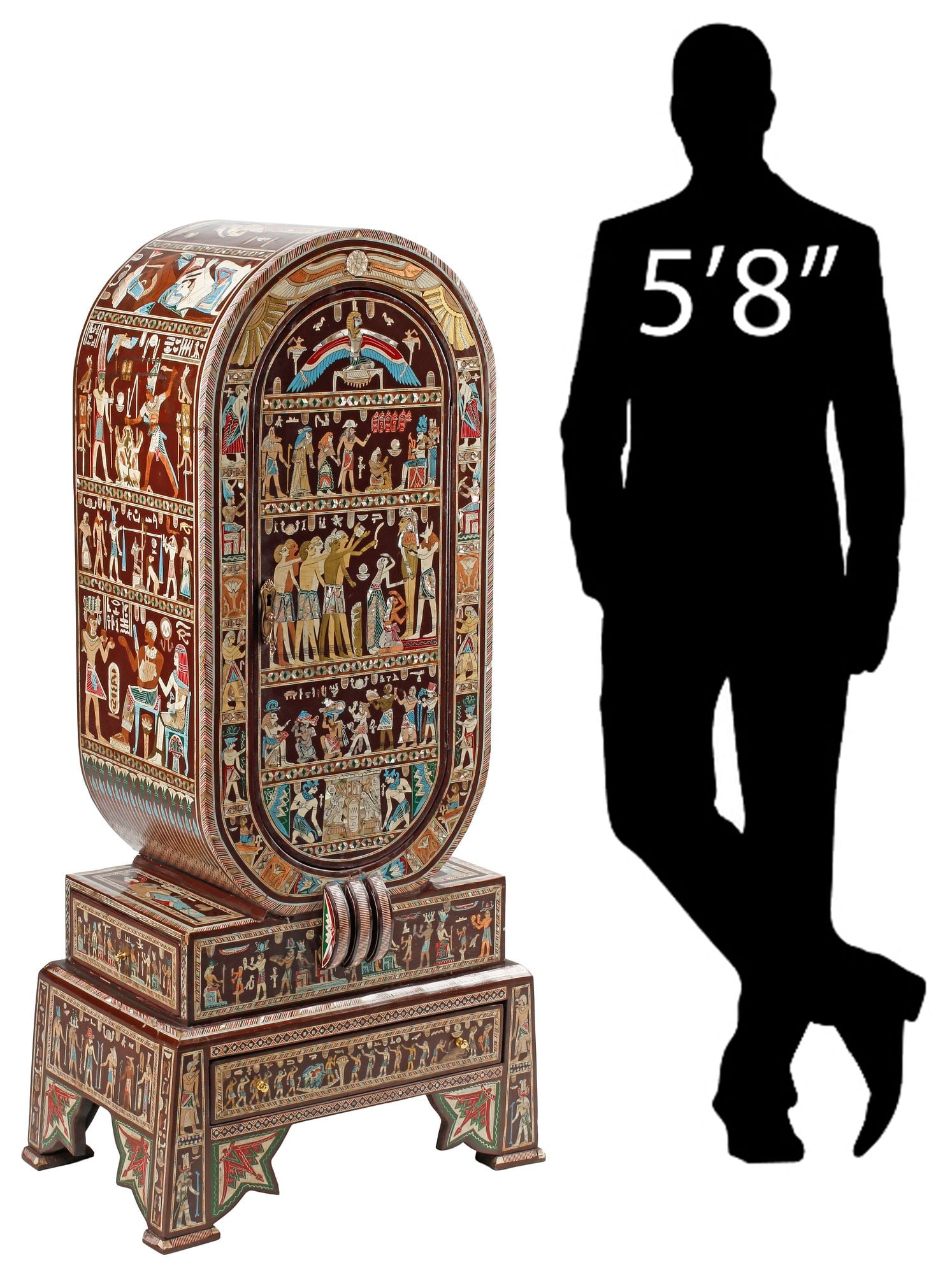 EGYPTIANESQUE SPECIMEN INLAID COLLECTOR'S CABINET ON STAND (1 of 7)