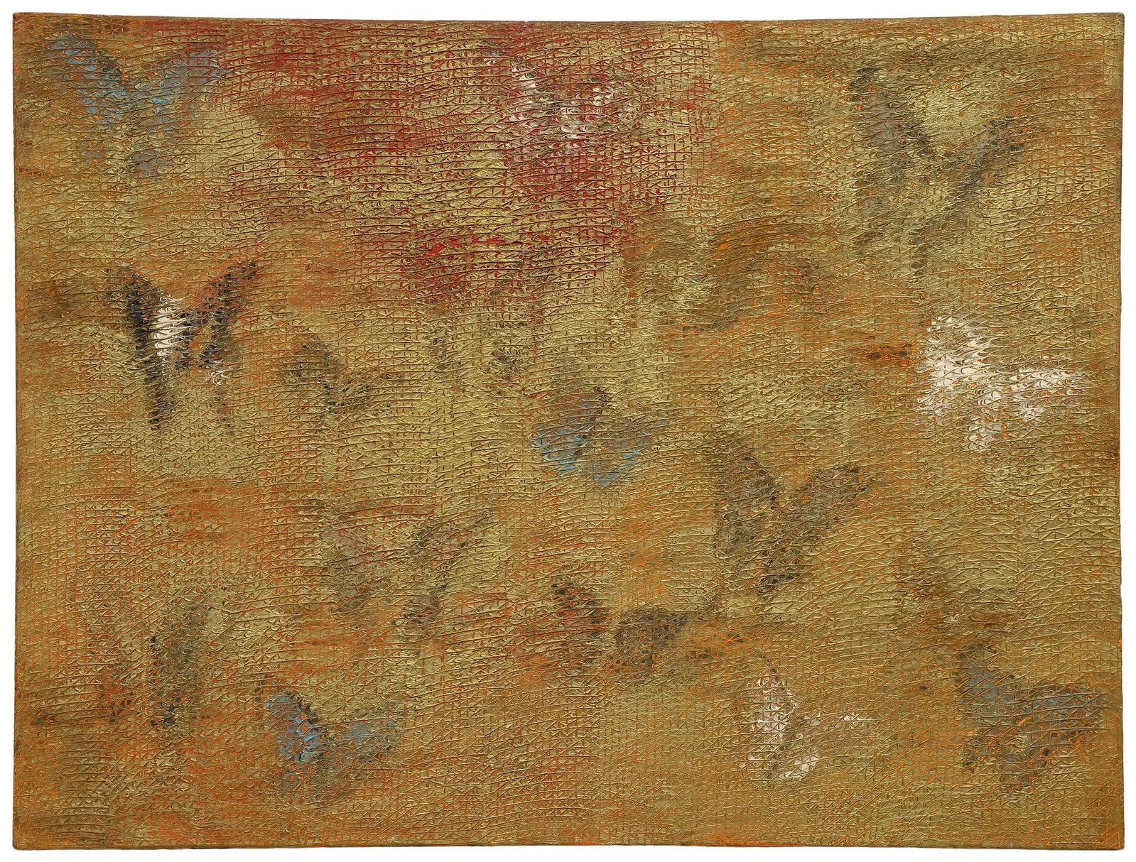 HUNT SLONEM (B.1951) OIL ON CANVAS PAINTING, 'RED BUTTERFLIES,' 1998 (1 of 3)