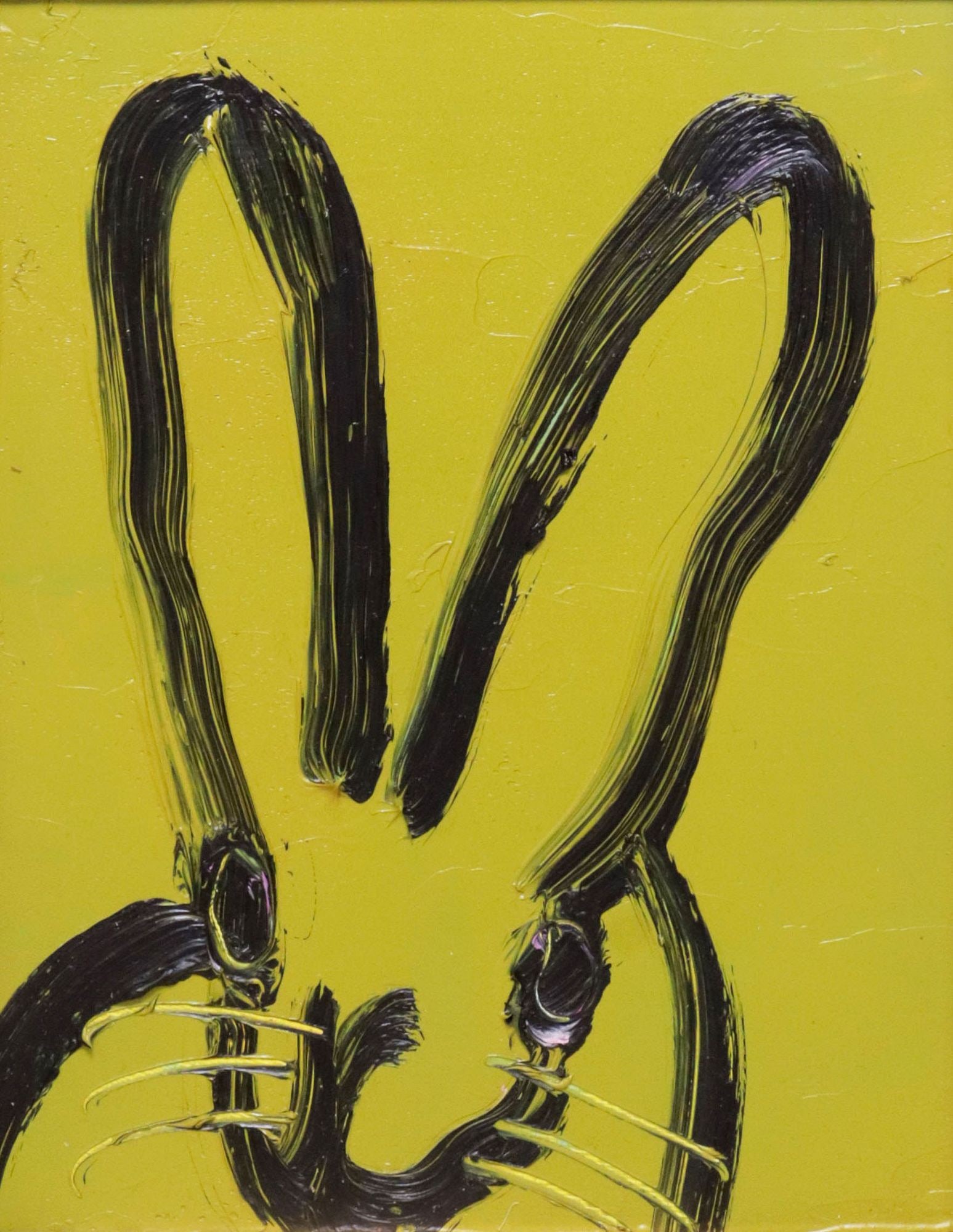 HUNT SLONEM (B.1951) RABBIT OIL PAINTING ON PANEL, 'CITRON,' 2022 (1 of 4)