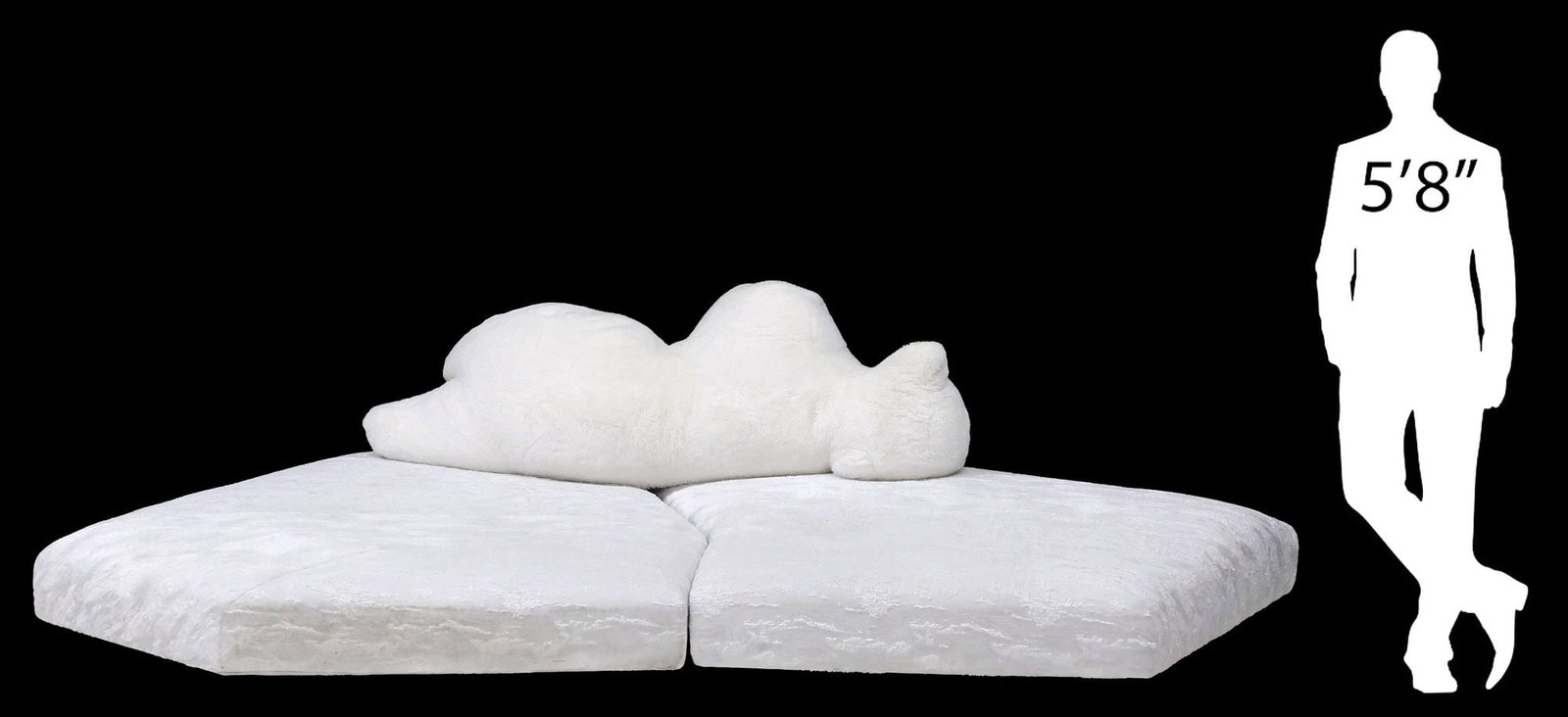 FRANCESCO BINFARE (B.1939) FOR EDRA 'PACK' CONTEMPORARY POLAR BEAR SOFA, 170"L: Contemporary "Pack" oversized sculptural lounge sofa, designed by Francesco Binfare (Italian, b.1939) for Edra, c.2022, having faux fur backrest modeled as a polar bear lying on its side, over icepack