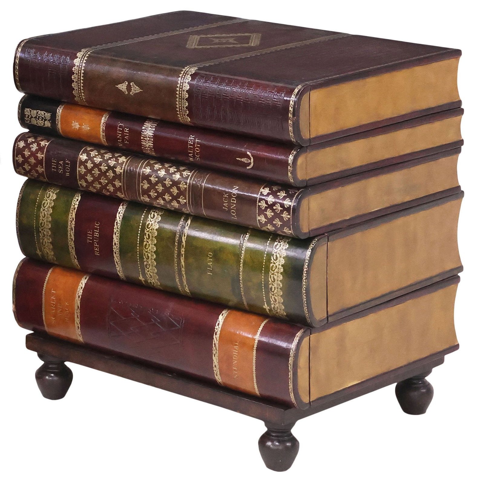 MAITLAND-SMITH LEATHER-BOUND BOOK-FORM 5-DRAWER END TABLE (1 of 6)