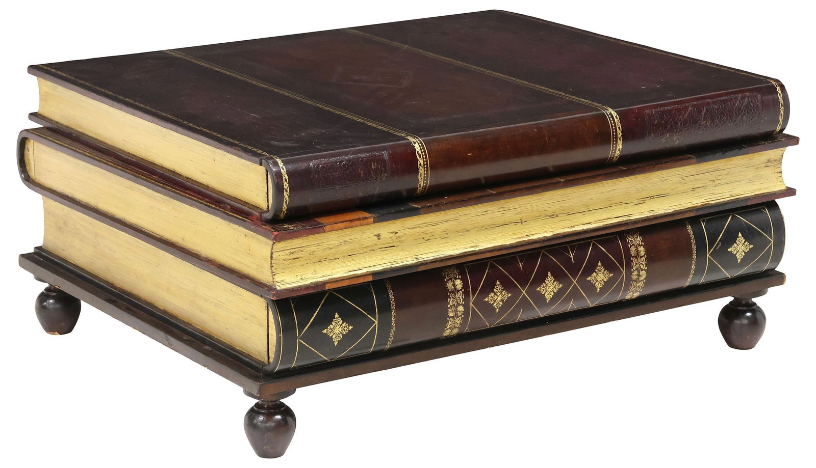 MAITLAND-SMITH LEATHER-BOUND BOOK-FORM 3-DRAWER COFFEE TABLE (1 of 7)