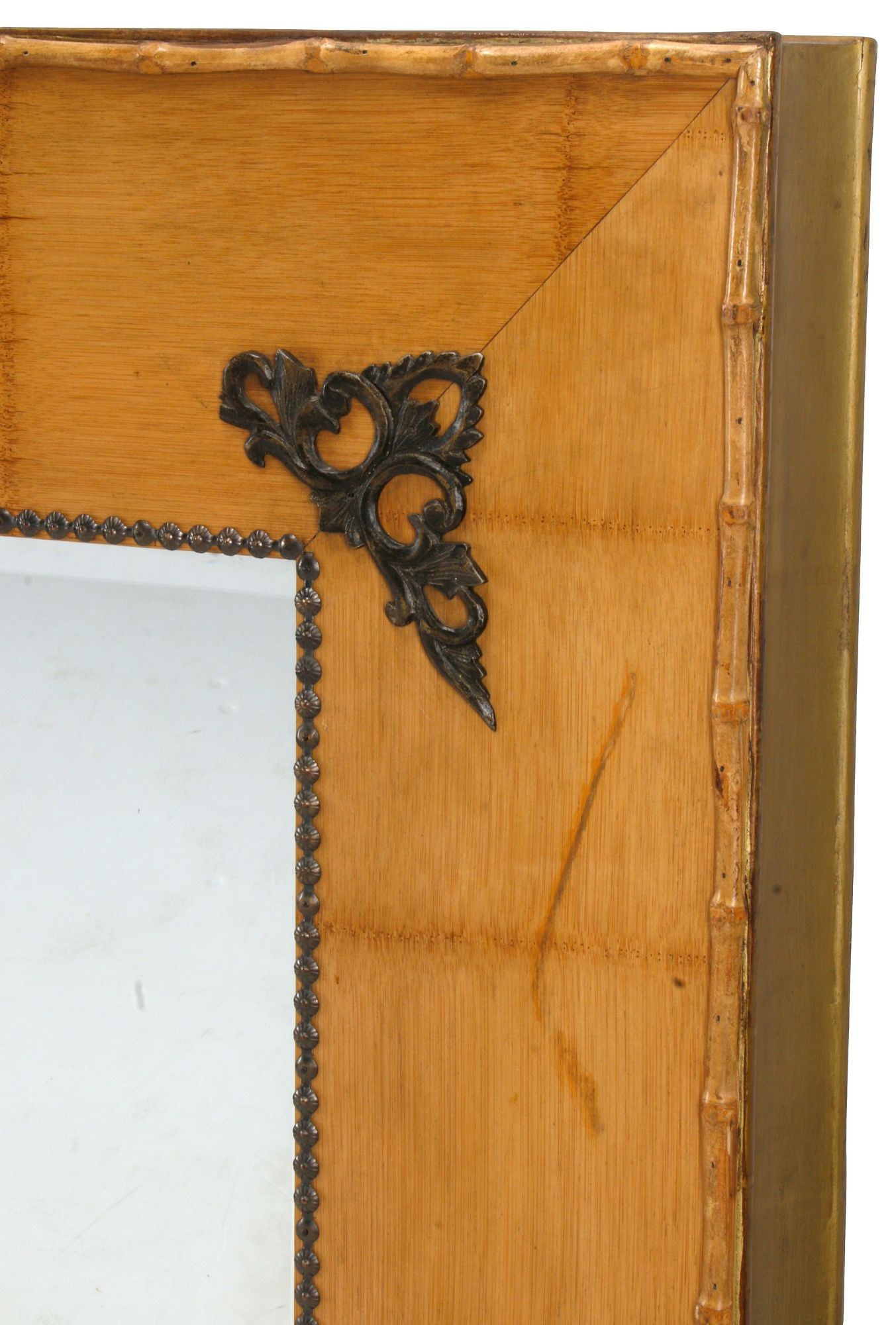 (2) LARGE BAMBOO-FRAMED RECTANGULAR WALL MIRRORS, 44"H - 3