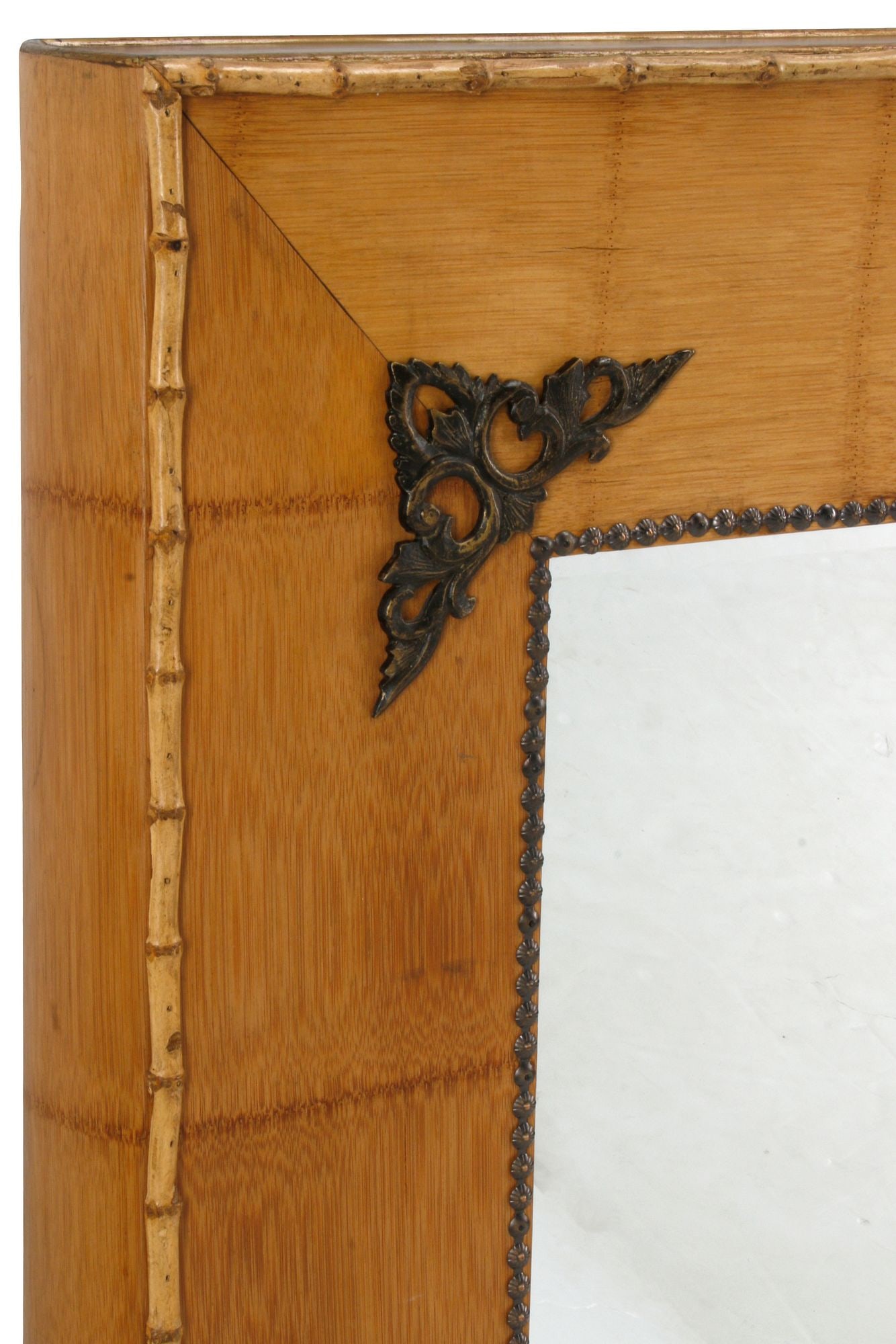 (2) LARGE BAMBOO-FRAMED RECTANGULAR WALL MIRRORS, 44"H - 4