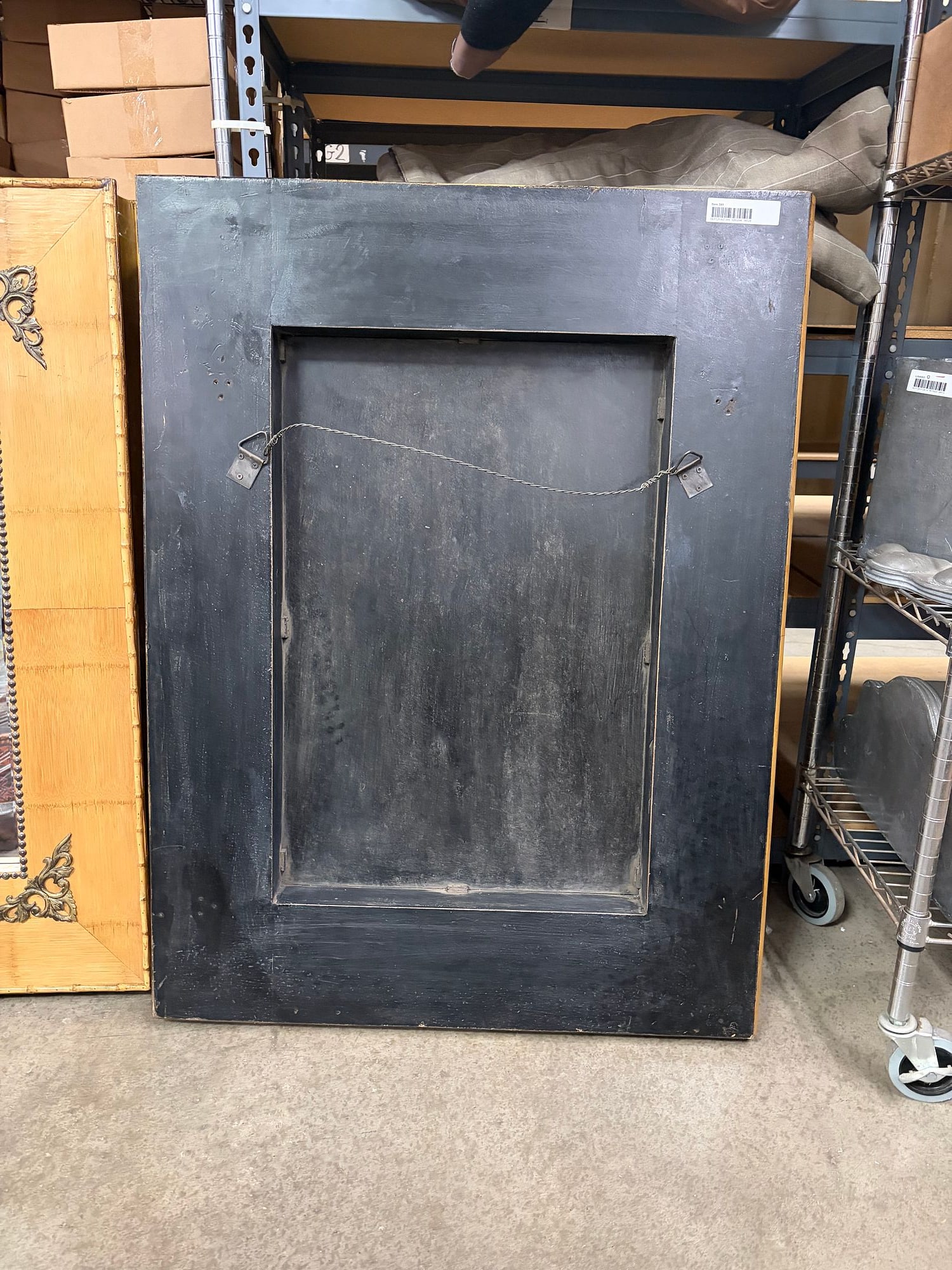 (2) LARGE BAMBOO-FRAMED RECTANGULAR WALL MIRRORS, 44"H - 7