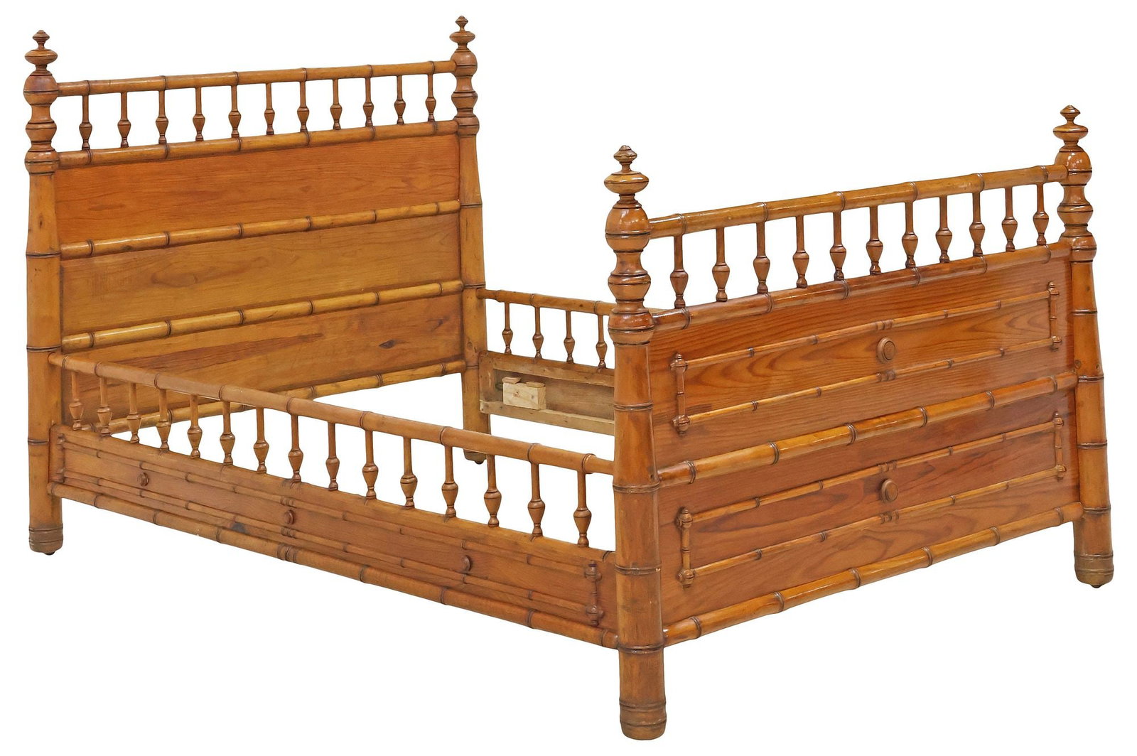FRENCH PINE & TURNED FAUX BAMBOO BED (1 of 3)