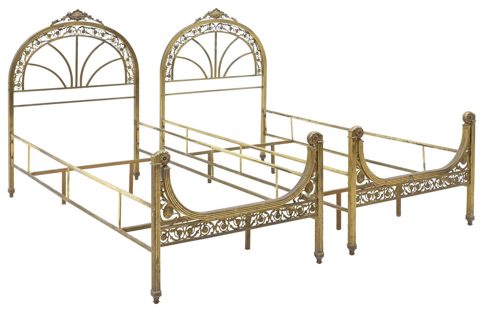 (2) FRENCH ART DECO PERIOD PATINATED BRASS BEDS (1 of 5)