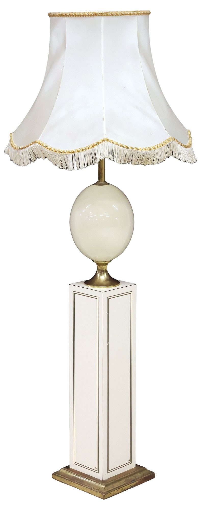 FRENCH MAISON LE DAUPHIN GILT-BRASS & CREAM LACQUER 1-LT FLOOR LAMP (1 of 5)