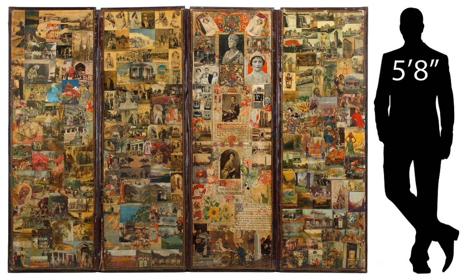 CONTINENTAL DECOUPAGE 4-PANEL FOLDING SCREEN, 67.5"H (1 of 8)