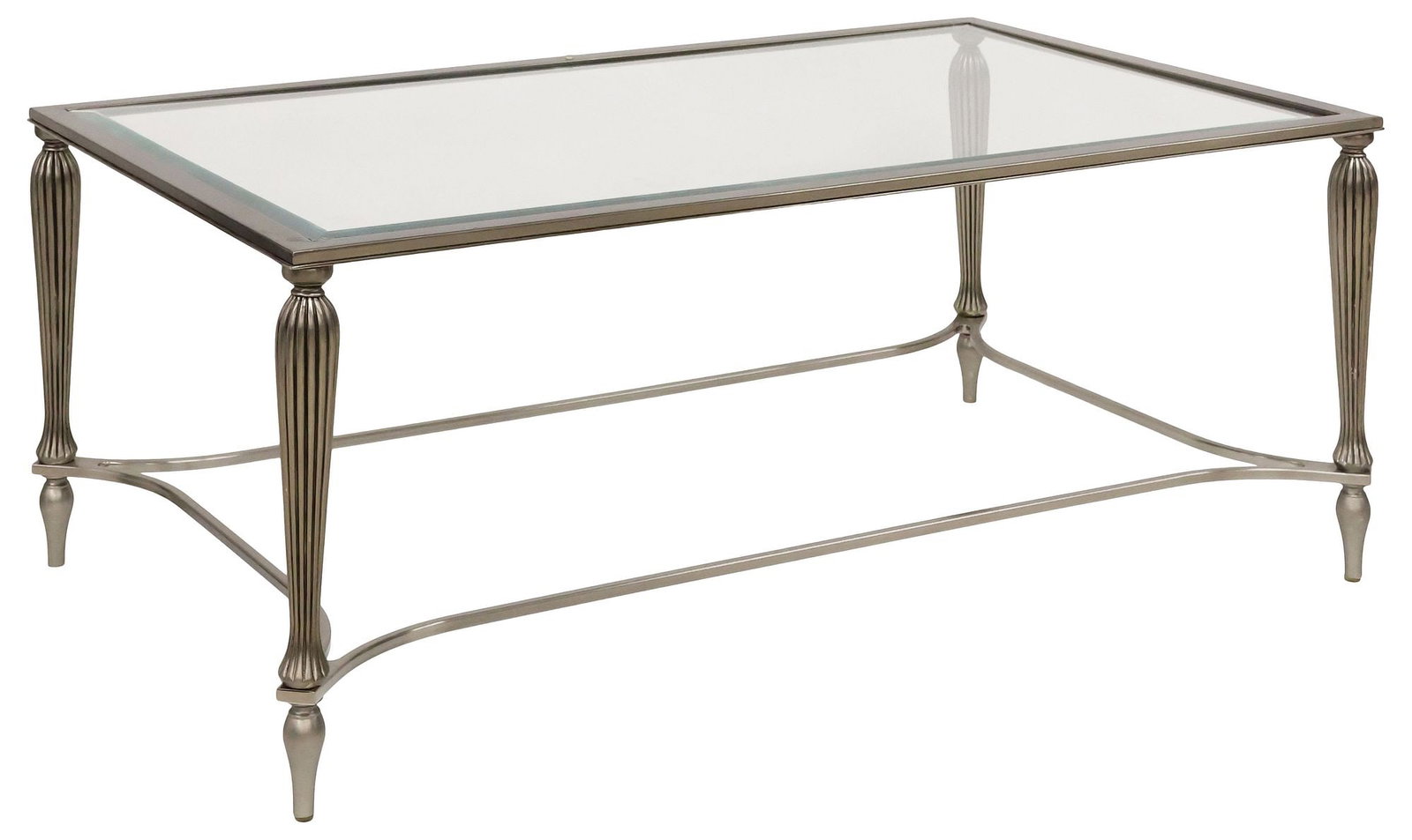 CONTEMPORARY GLASS-TOP SILVER-GILT STEEL & COMPOSITE COFFEE TABLE (1 of 4)