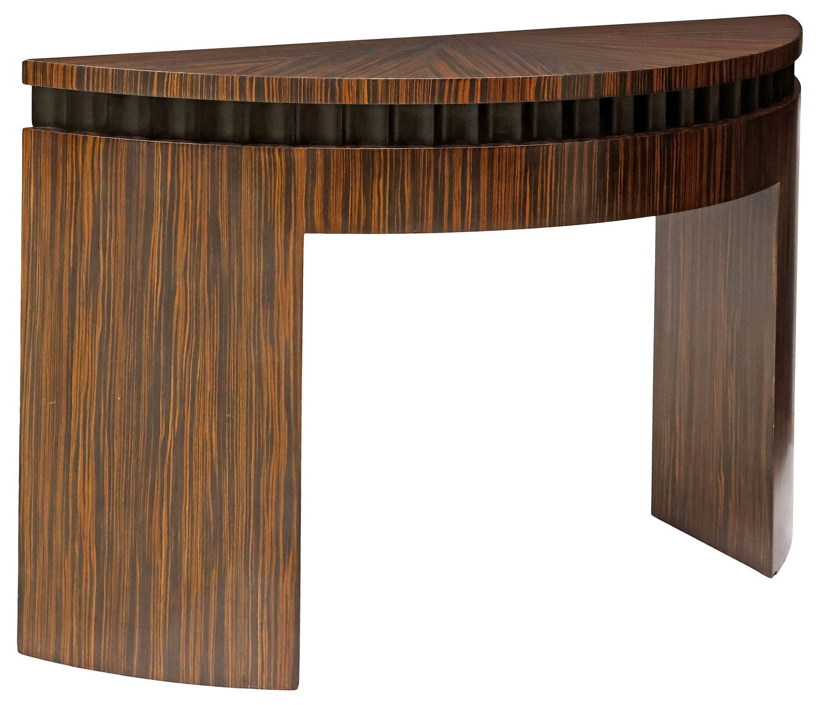 LARGE ART DECO STYLE DEMILUNE CONSOLE TABLE, 60"W (1 of 4)