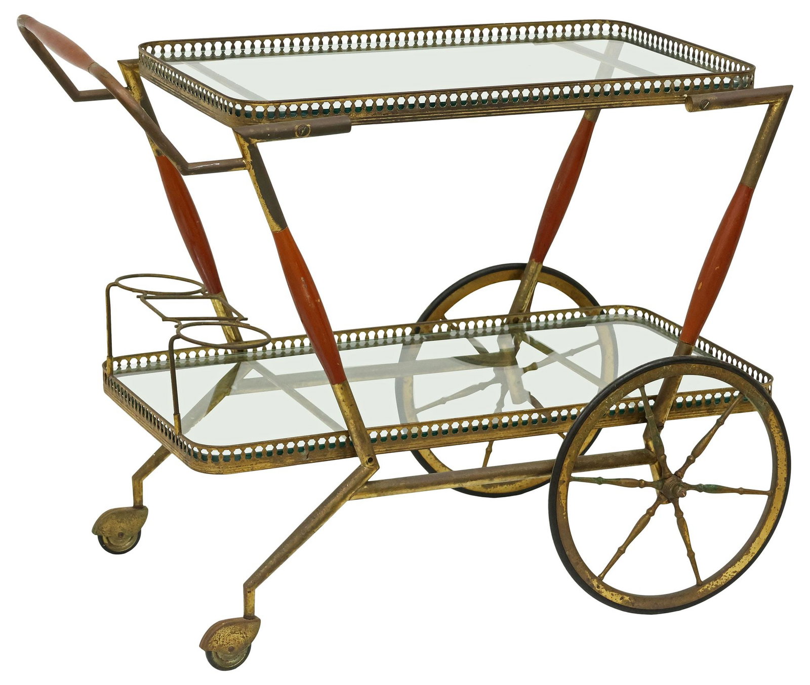 ITALIAN MID-CENTURY MODERN MAHOGANY & GLASS SERVICE CART (1 of 4)