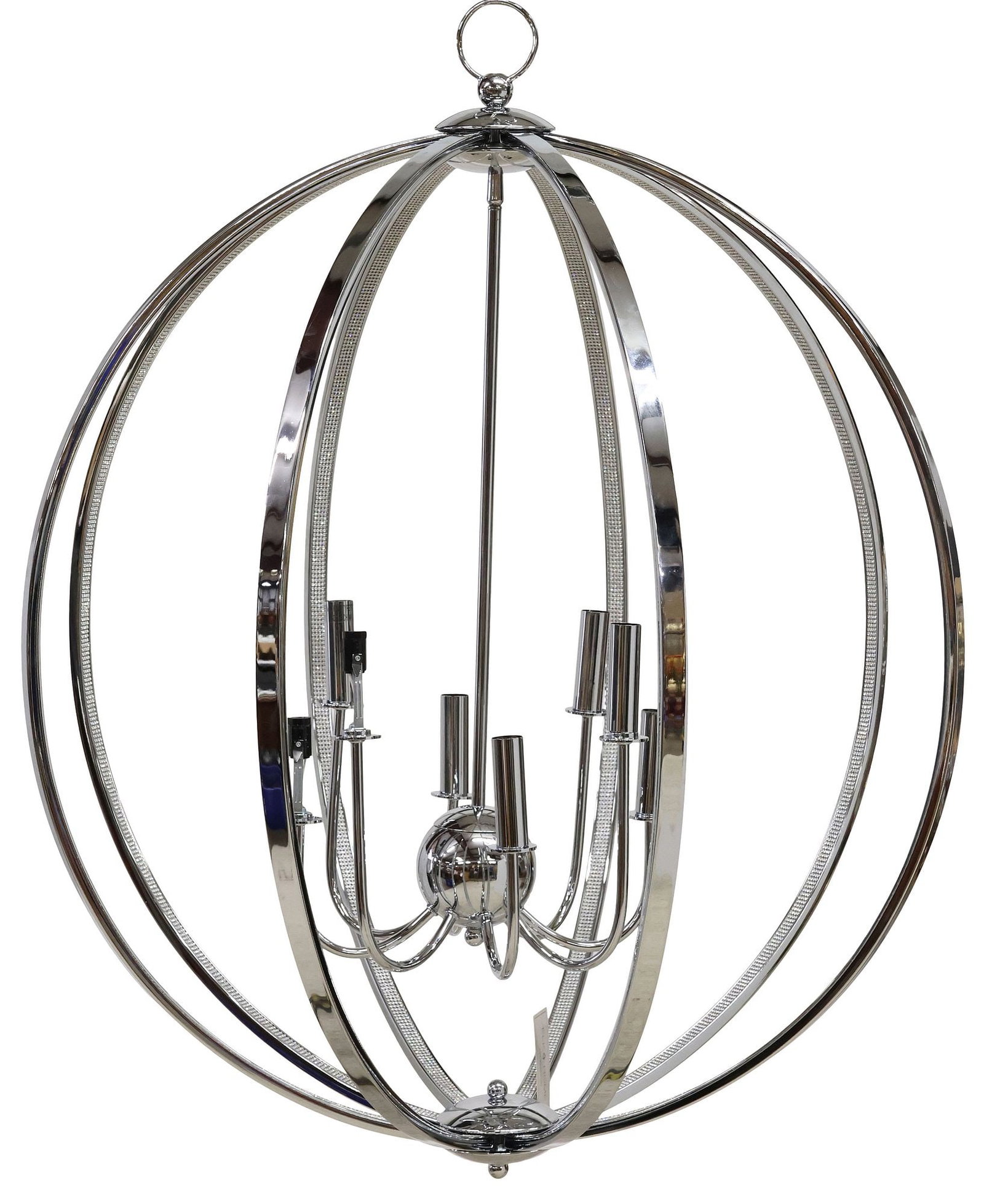ELK HOME 'VENUE' CHROMED METAL & CRYSTAL RHINESTONE 8-LT CHANDELIER (1 of 9)