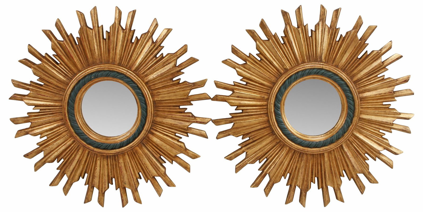 (2) LARGE GILTWOOD SUNBURST WALL MIRRORS, 35"DIAM (1 of 6)