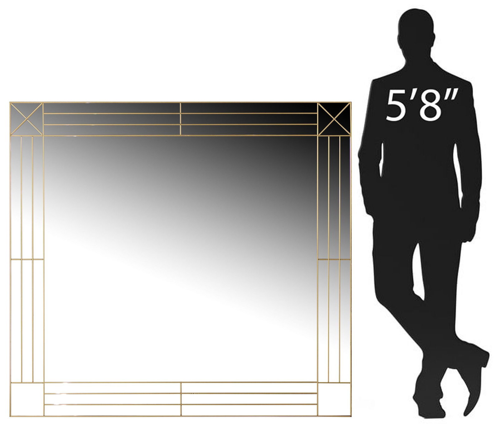MODERN ITALIAN GILT-METAL BEVELED WALL MIRROR, 50"H (1 of 4)