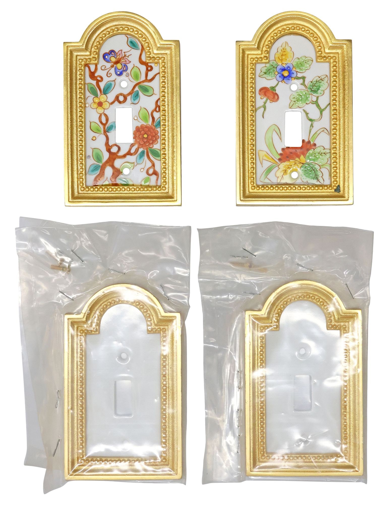 (4) DESIGNER SHERLE WAGNER 'CLASSICAL' GILT-METAL & CERAMIC LIGHT SWITCH PLATES (1 of 5)