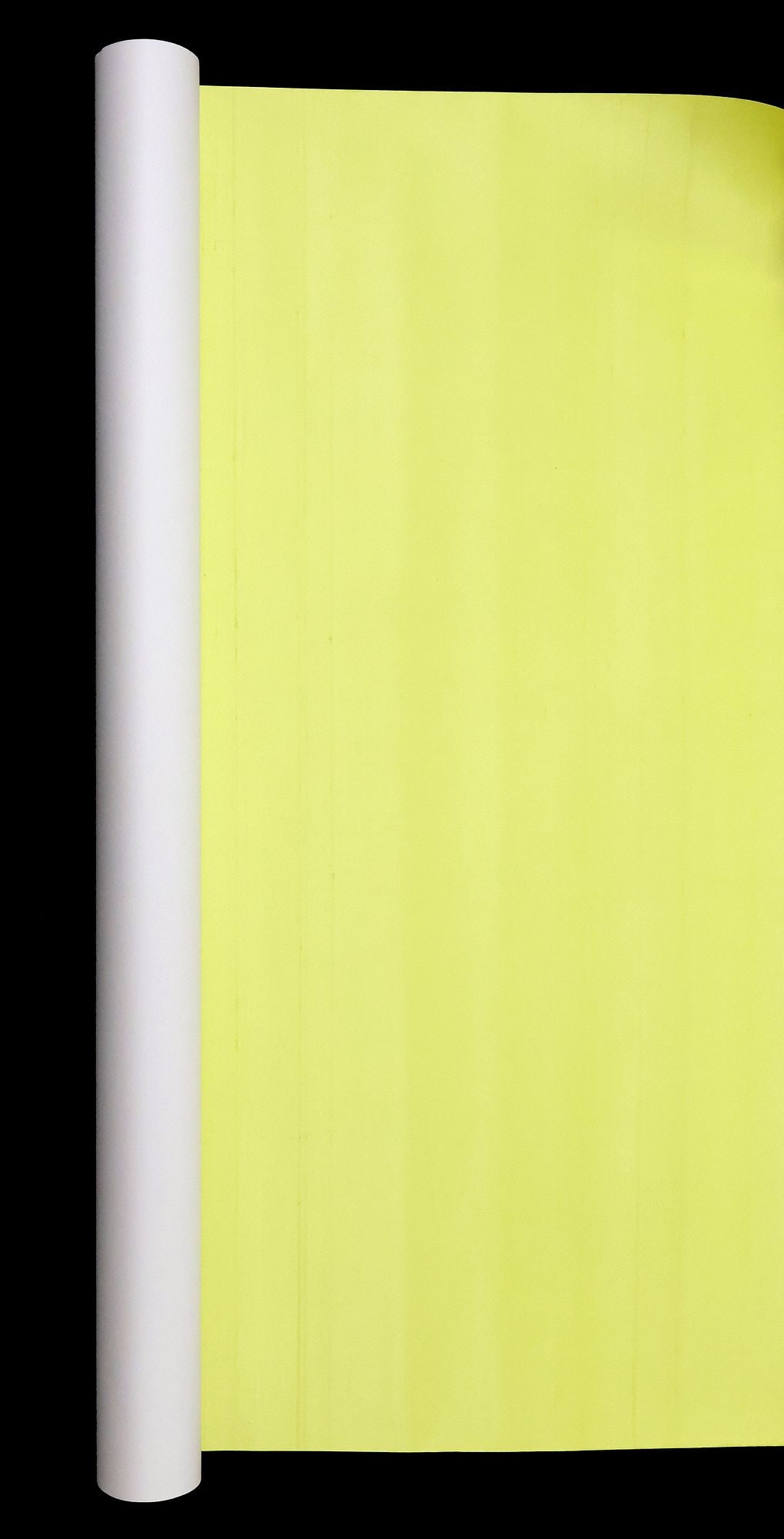JAPANESE WOVEN YELLOW WALLPAPER ROLL: Japanese woven yellow wallpaper roll, unsealed and cut, reverse marked "Made in Japan," numbered 763, not examined fully unrolled, roll: approx 30.5"l, 2.25"diam, 2lbs