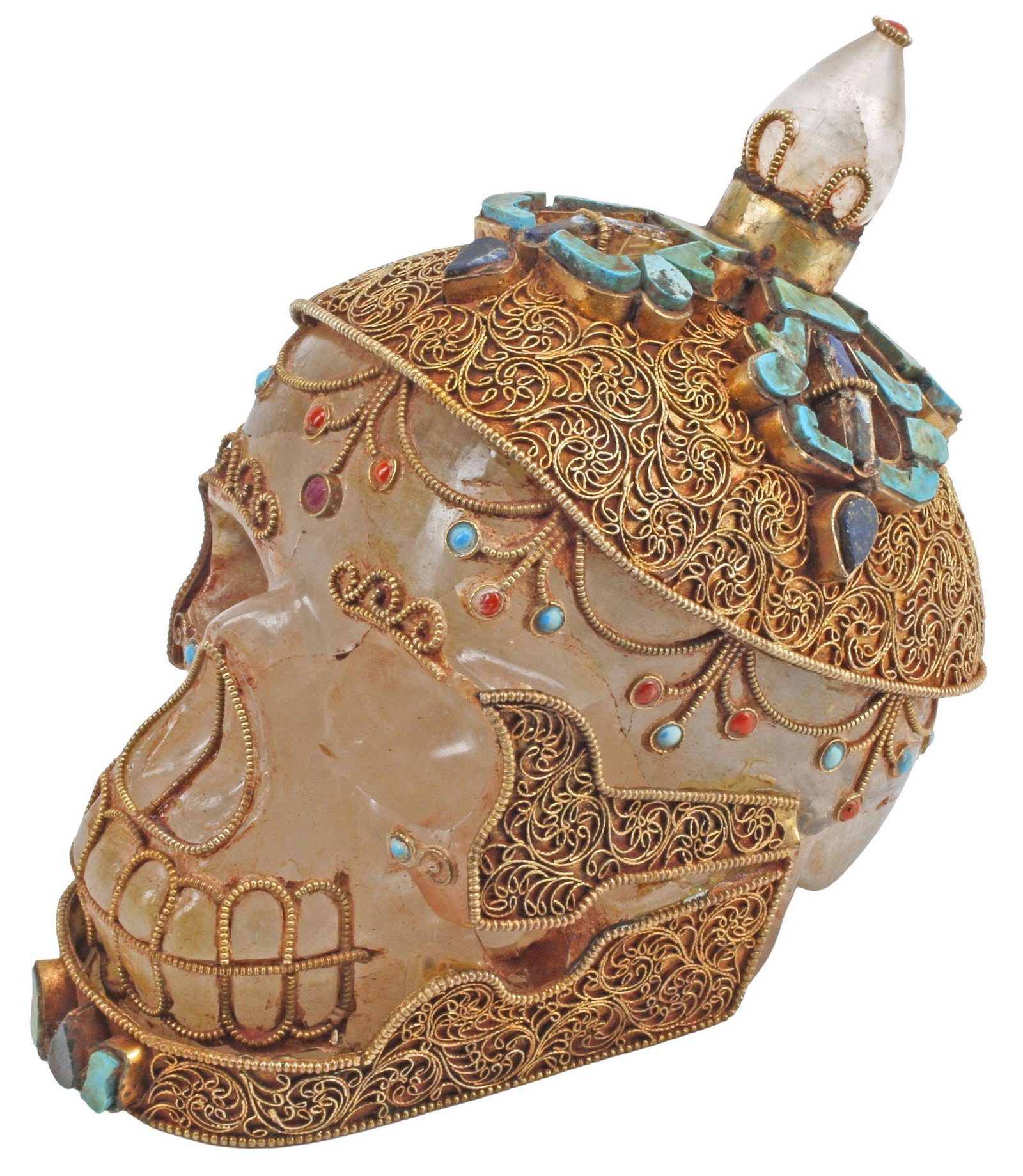 LARGE CARVED & GEM-SET ROCK CRYSTAL MODEL OF A SKULL (1 of 4)