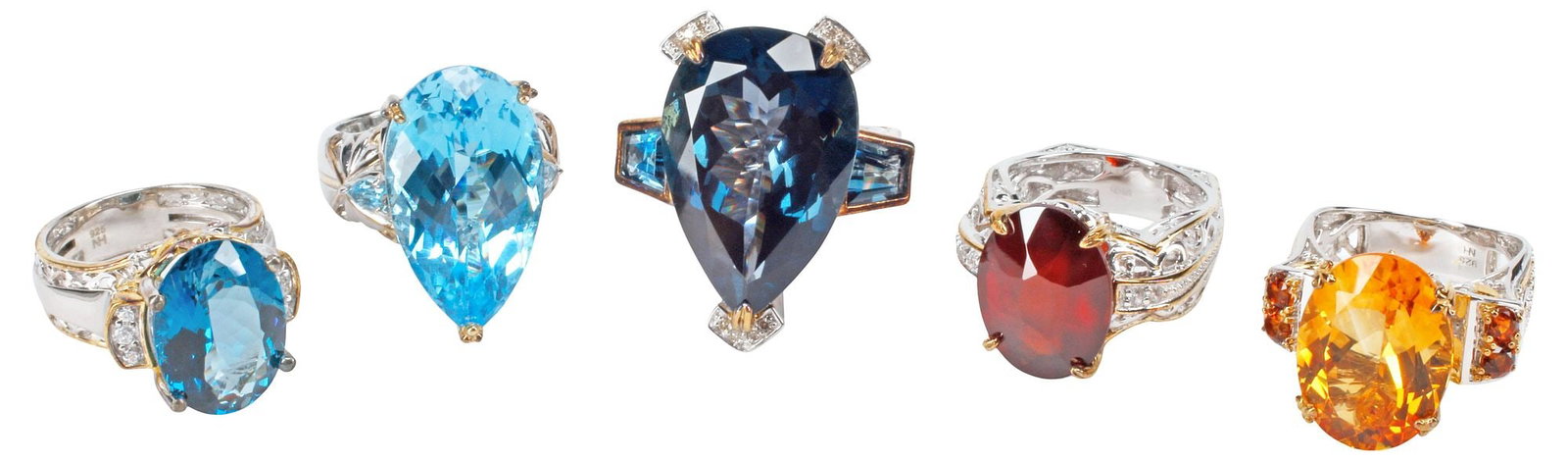 (5) ESTATE STERLING SILVER & MULTICOLOR GEMSTONE RINGS (1 of 7)