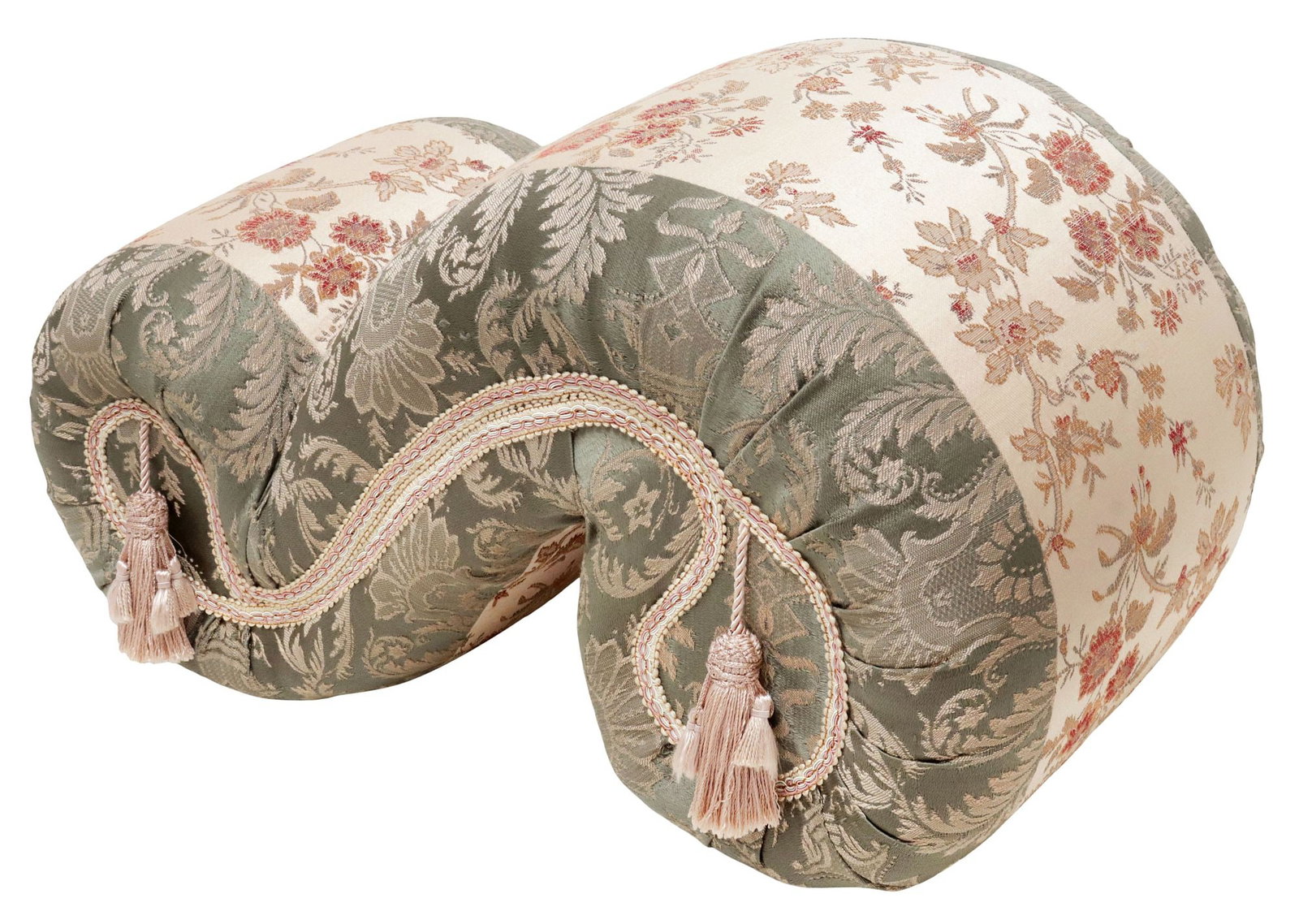 SCROLL-FORM JACQUARD-UPHOLSTERED OTTOMAN / FOOTSTOOL - 2