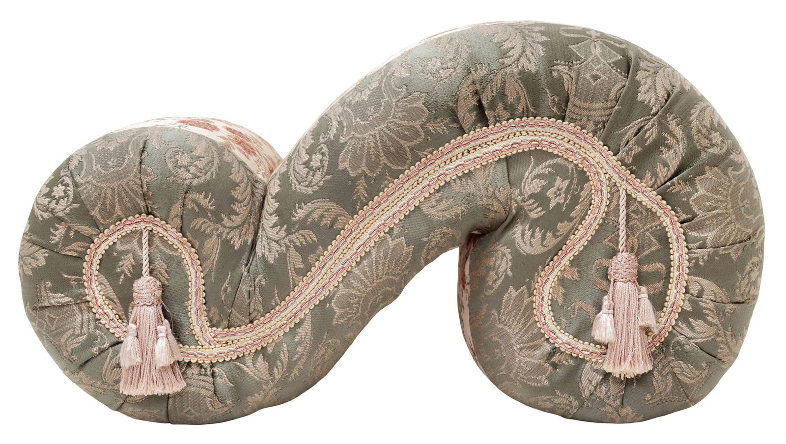 SCROLL-FORM JACQUARD-UPHOLSTERED OTTOMAN / FOOTSTOOL - 3