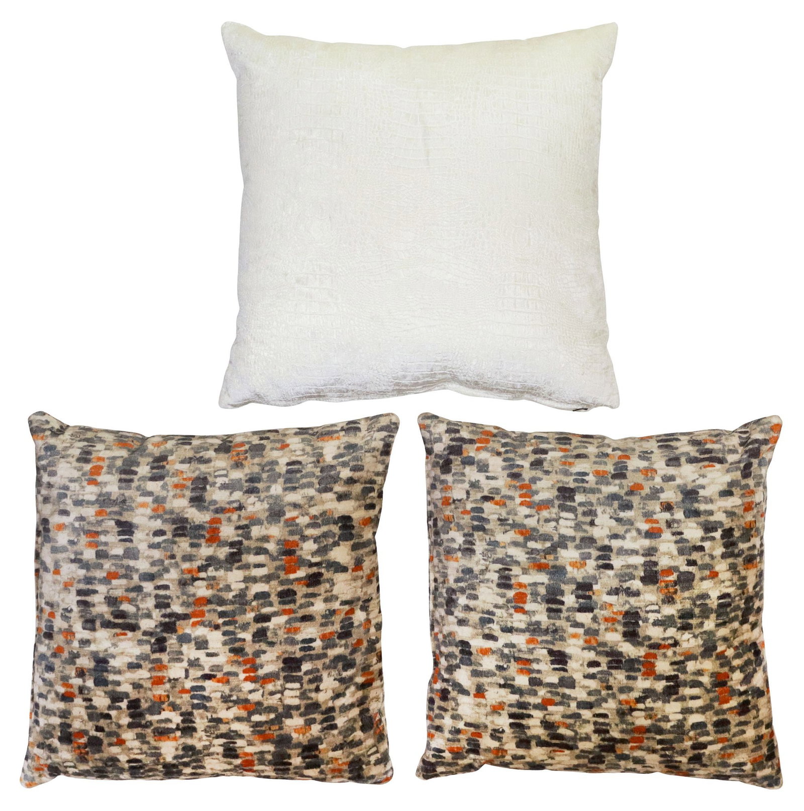 (3) CUSTOM-UPHOLSTERED THROW PILLOWS, DESIGNER ROMO (ATTRIB.) & OTHER (1 of 3)