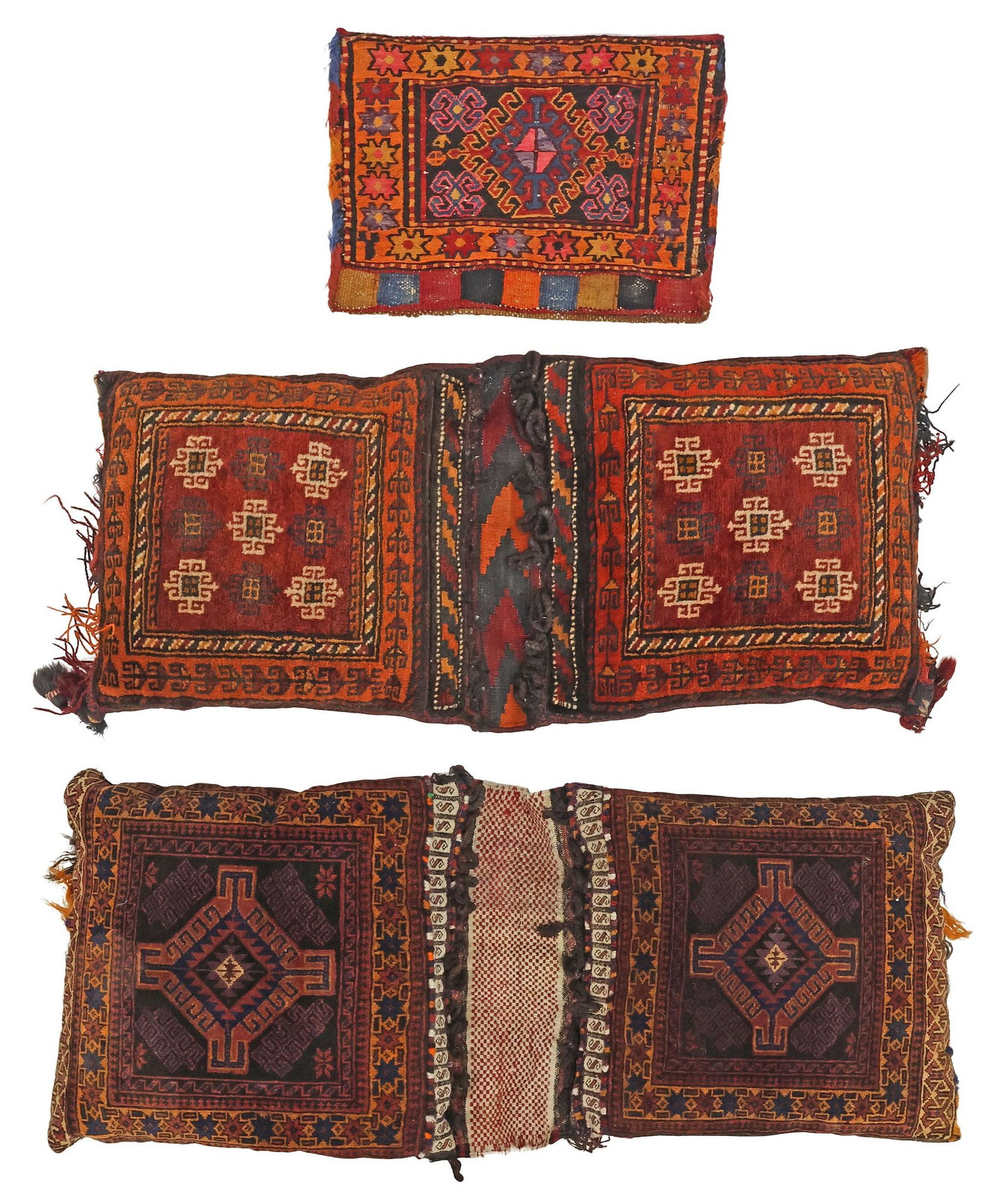 (3) WOVEN WOOL KILIM SADDLE BLANKET THROW PILLOWS & TEXTILE (1 of 5)