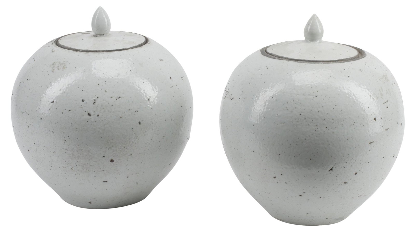 (2) CHINESE WHITE-GLAZED PORCELAIN COVERED GINGER JARS (1 of 5)