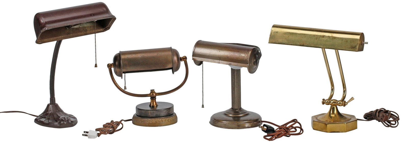 (4) VINTAGE METAL BANKER'S DESK LAMPS (1 of 3)
