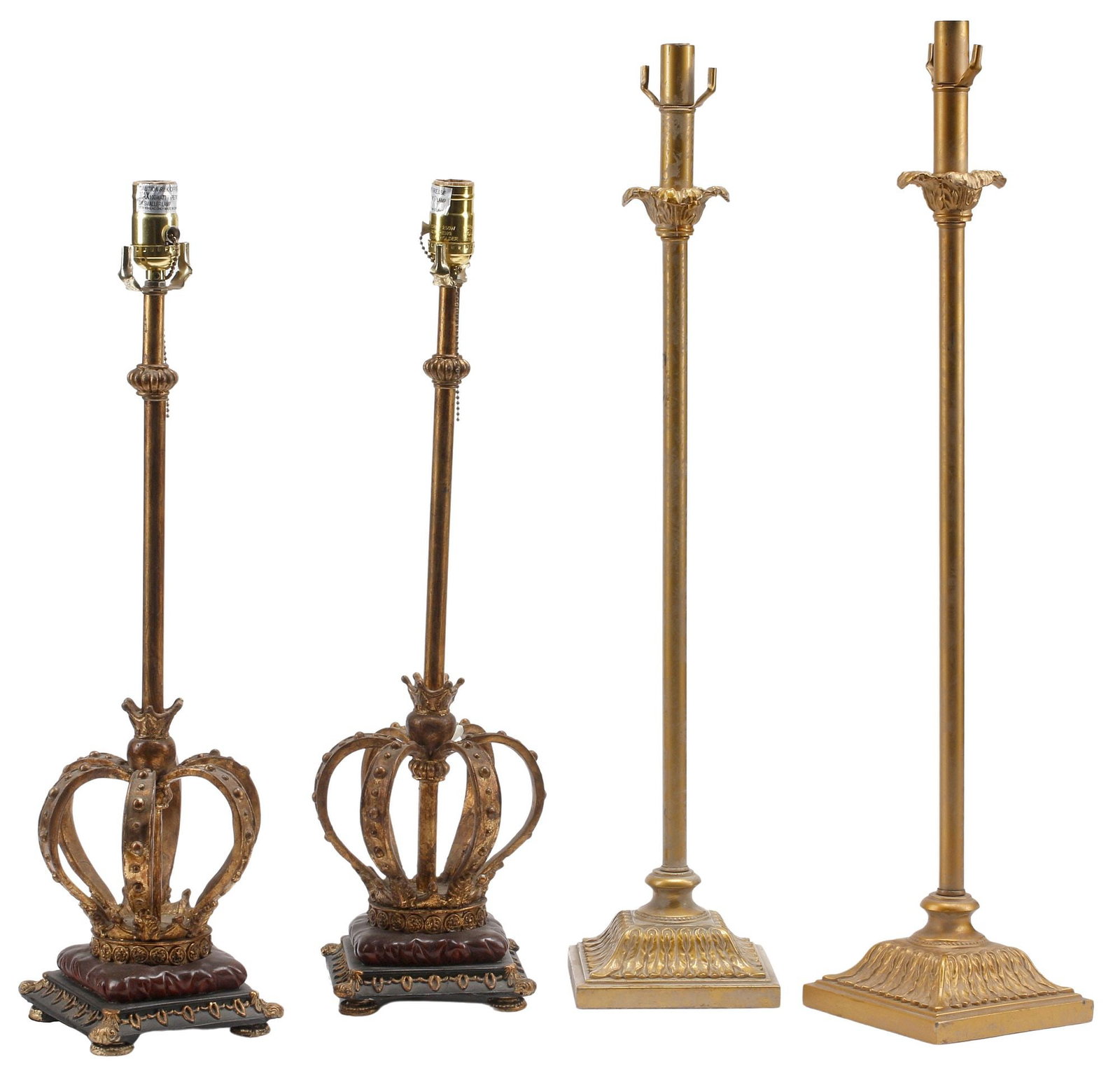 (4) VINTAGE CANDLESTICK & CROWN GILT-METAL 1-LIGHT TABLE LAMPS (1 of 7)