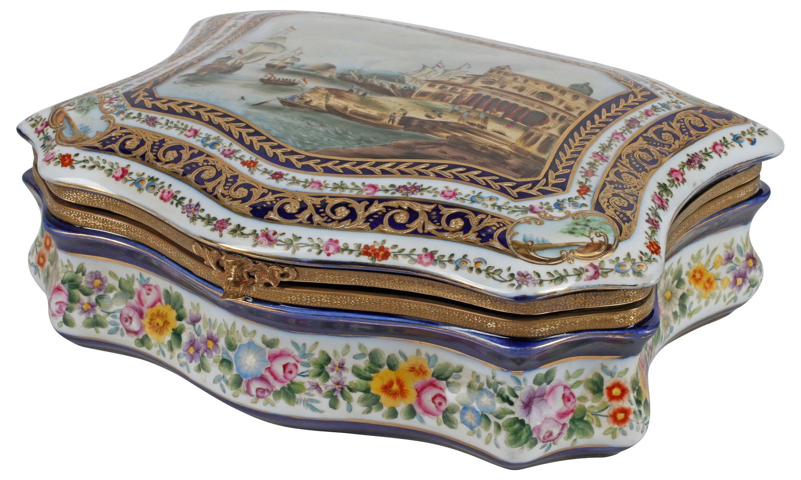 SEVRES STYLE PARCEL-GILT PORCELAIN COVERED TABLE BOX (1 of 5)
