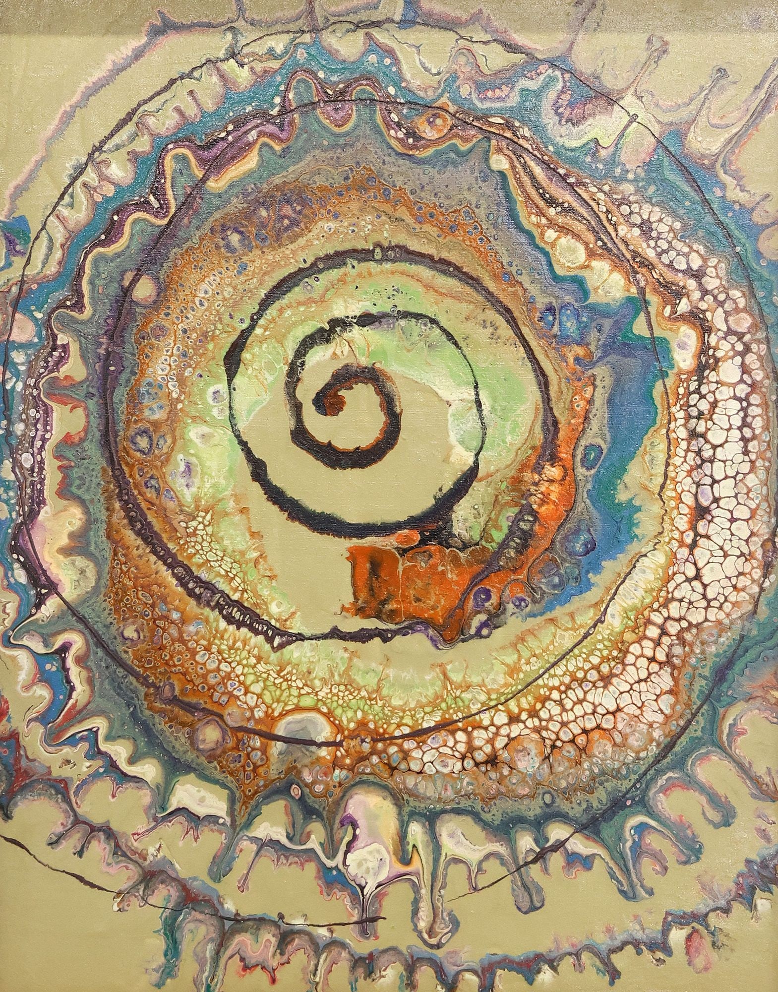 ROGER KRAISER (DALLAS, TEXAS, 20TH C.) PAINTING, ABSTRACT SWIRL (1 of 4)